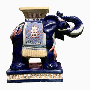 Tabouret ou Jardinière Éléphant en Terre Cuite Vernie, 1960s
