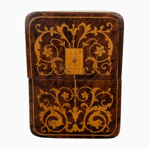 Porte-Carte Napoléon III en Bois avec Décor Renaissance en Marqueterie, 1850s
