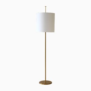Vintage Scandinavian Floor Lamp in Brass and Fabric by Hans Agne Jakobsson, 1960s
