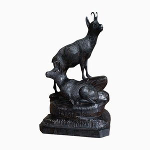 Glass & Wood Black Forest Chamois, 1920s