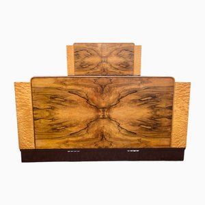 Letto matrimoniale Art Déco in noce, anni '30