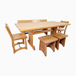 Mobilier de Salle à Manger Vintage en Orme, Danemark, 1960s, Set de 6
