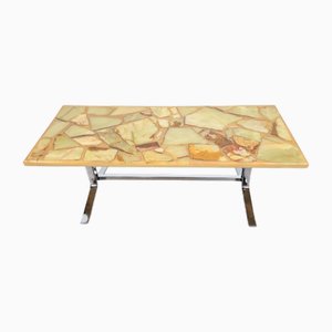 Table Basse Rectangle Mid-Century en Marbre et Onyx, 1960s