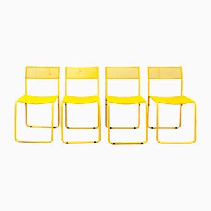 Perforated Metal Yellow Italian Chairs by Flyline, 1970s, Set of 4