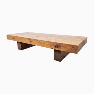 Table Basse Brutaliste Rectangulaire en Chêne, 1960s