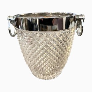 Refroidisseur à Vin Moderne en Cristal et Plaqué Argent, France, 1980s
