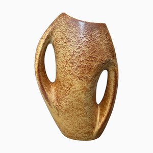 Modernist Italian Amber and Brown Ceramic Vase attributed to Giovanni Bertoncello, 1970s