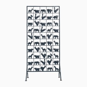 Paravent en Fer Forgé avec Animaux par Touret pour Atelier Des Marolles, 1950s