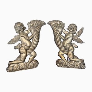 Sterling Silver Votive Angels with Horns of Abundance, Mexico, 19th Century, Set of 2