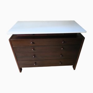Commode à Tiroirs en Marbre et Acajou, Italie, 1960s