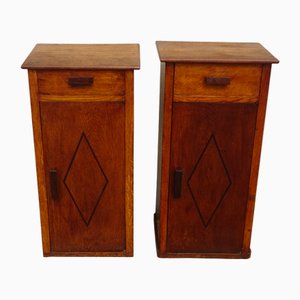 Kleine Vintage Nachttische aus Eiche, 1930er, 2er Set