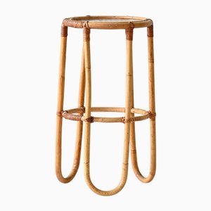 Vintage Bamboo Pedestal with Glass Top, 1960s
