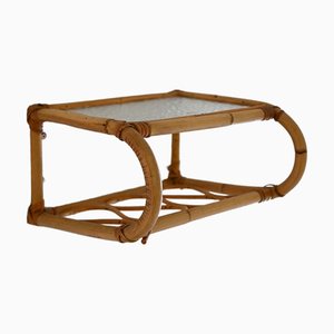 Skandinavischer Wandmontierter Nachttisch aus Bambus & Glas, 1960er