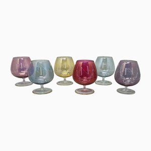 Italienische Farbige Gläser aus Kristallglas, 1960er, 6 . Set