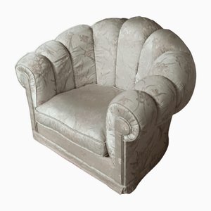 Shell-Shaped Damask Armchair, 1980s