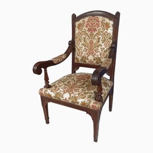 Fauteuil en Bois Sculpté Damas, 1940s