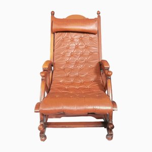 Naval Leather and Wood Armchair