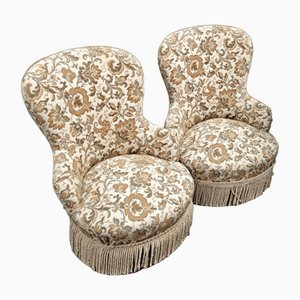 Floral Fringed Bedroom Armchairs, Italy, 1950s, Set of 2