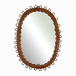 Miroir Ovale Jonc et Bambou, 1970s