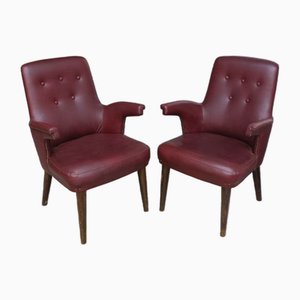 Red Leather Armchairs from Castelli Anonima Castelli, Set of 2