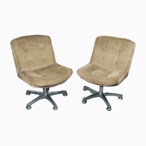 Drehbare Schreibtischsessel aus Samt, 2er Set