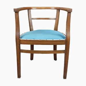 Tub Chairs in Wood and Fabric, Set of 2