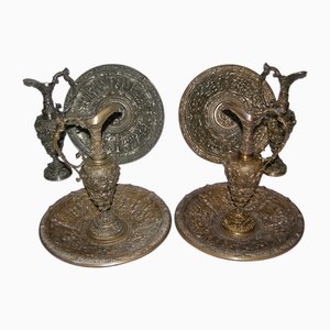 Embossed Bronze Jugs and Basins with Allegorical Scenes, Set of 4