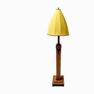 Art Deco Modernist Floor Lamp with Shantung Silk Shade, 1920s