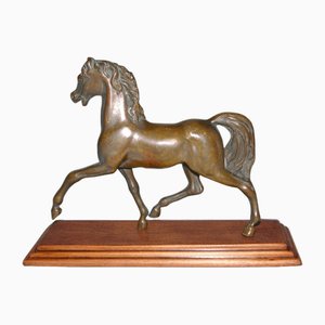 Bronze Horse with Wooden Base