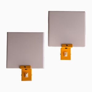 French Space Age Wall Sconces in Lacquered Metal with Acrylic Diffuser, 1970s, Set of 2
