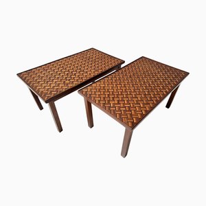 Mid-Century Modern Side Tables with Mosaic Inlaid Tops, 1960s, Set of 2