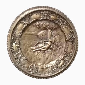 Large Embossed Bronze Plate with Leda Decor