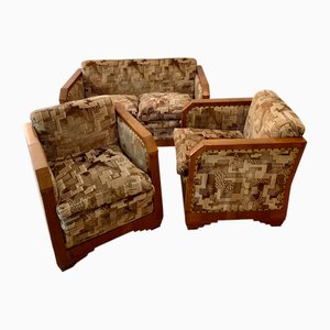 Set di divani Art Déco nello stile di Fortunato Depero, Italia, anni '20, set di 3
