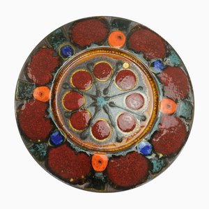 Vintage Ceramic Platter Plate in Fat Lava, 1970s