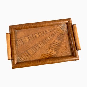 Art Deco Intarsien Tablett von Kupfer-Sonne, 1930er