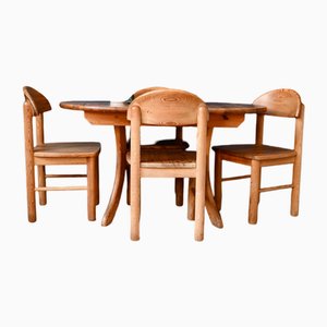 Brutalist Oval Extendable Table and Chairs by Rainer Daumiller, Set of 5