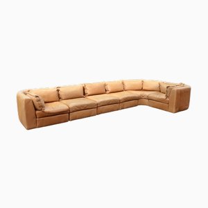 Modulares Vintage Ledersofa Set in Cognac von Rolf Benz, 1970er, 6er Set