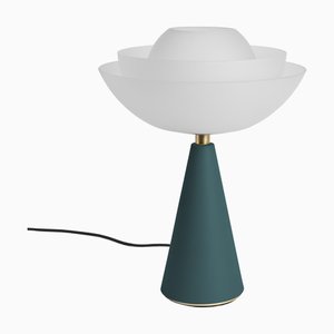 Petrolblaue Lotus Tischlampe von Serena Confalonieri für Mason Editions