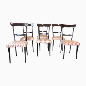 Lacquered Ebonized Chairs in the style of Paolo Buffa, 1950s, Set of 6