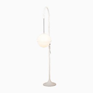 Lampada da terra modello 4055 regolabile in altezza con semisfera in metallo bianco e plastica di Luigi Bandini Buti per Kartell, 1965