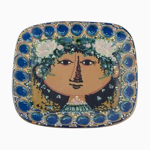 Plaque Murale en Céramique avec Visage de Femme par Bjørn Wiinblad, 1959