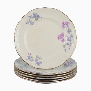 Flat Geranium Plates in Earthenware from Gustafsberg, Sweden, 1918, Set of 6