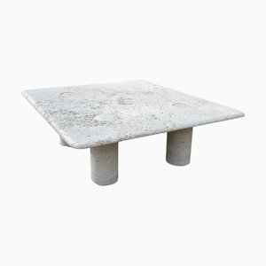 Travertine Coffee Table attributed to Angelo Mangiarotti for Up & Up, Italy, 1975