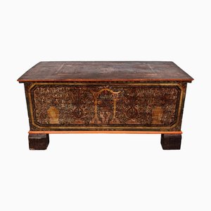 Large Antique Adriatic Dowry Chest in Hand-Painted Pine