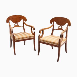 Schwedische Biedermeier Wreath Carver Chairs aus vergoldeter Birke, Ende 1800, 2er Set