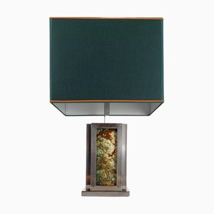 Table Lamp in Chrome, Acrylic Glass and Faux Marble, Italy, 1970s