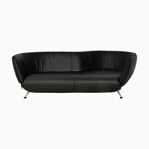 Divano a tre posti DS-102 in pelle nera di de Sede
