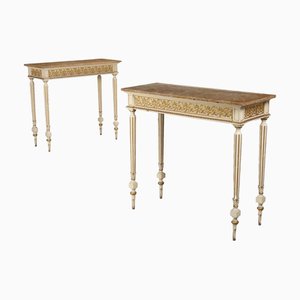 Consolas antiguas de estilo neoclásico de abeto de tilo, Italia, siglos XIX-XX. Juego de 2