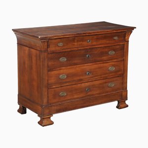 Commode Charles X à 4 Tiroirs Antique en Noyer, France, 19ème Siècle