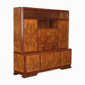 Art Deco Cupboard with Drawers in Walnut Burl Veneer, Italy, 1940s